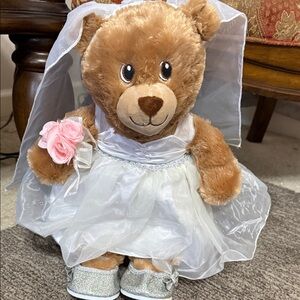Build a Bear Plush Teddy Bride in White Wedding Dress  - Kids Toys